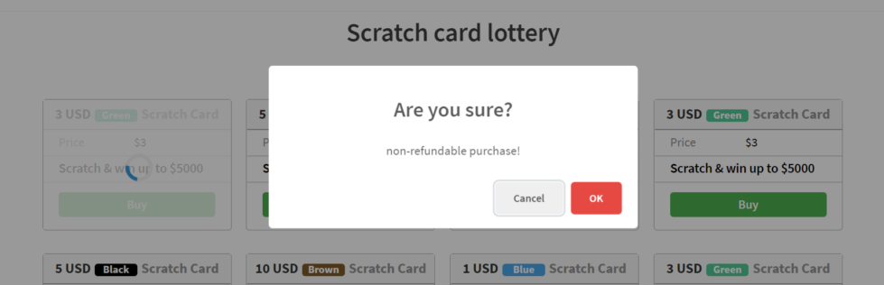 bitcoin scratch card lottery popup